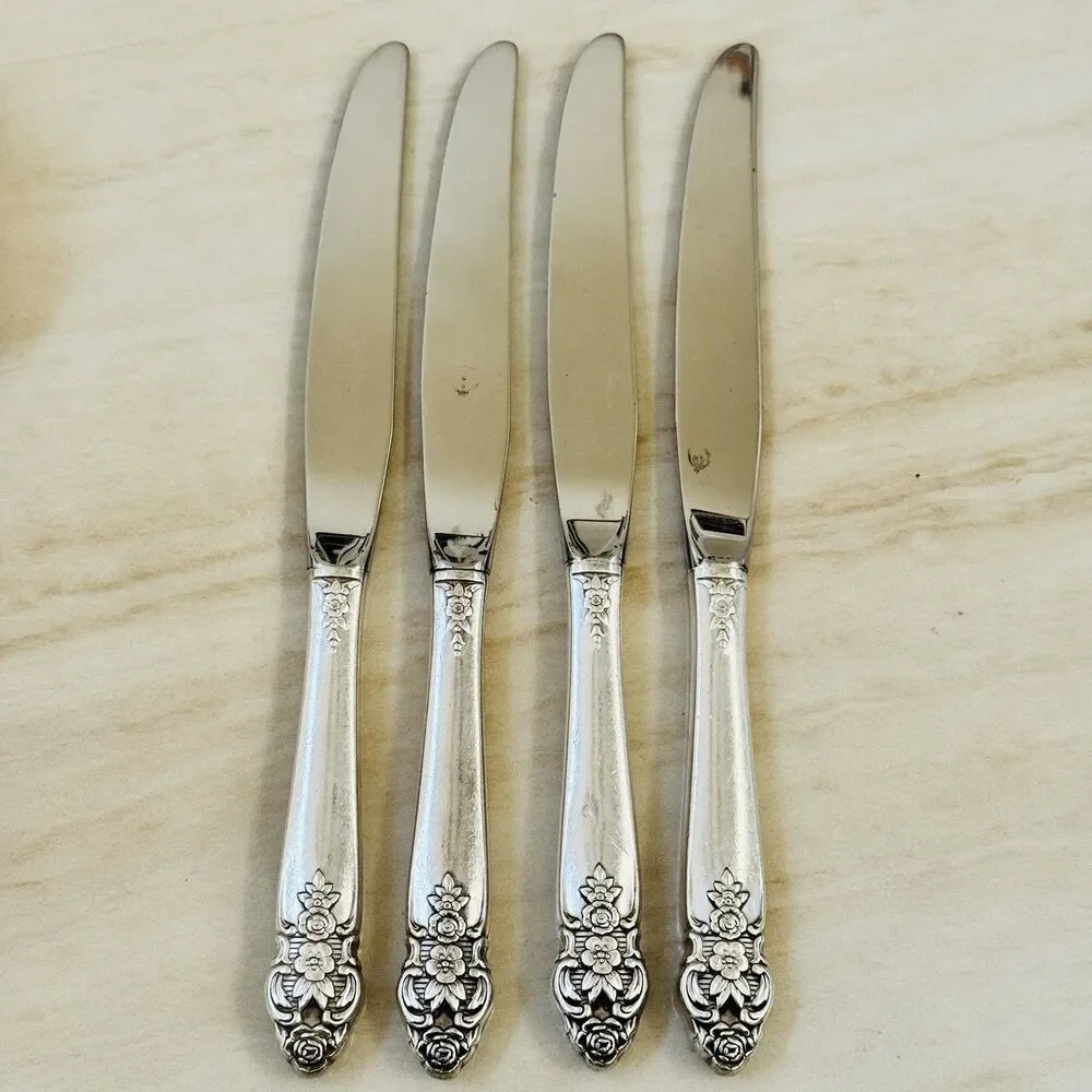 4pc ONEIDA Distinction Silverplate Dinner Knives Hollow HDL Prestige Plate 1951